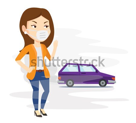 Ar poluição veículo esgotar mulher em pé Foto stock © RAStudio