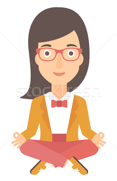 Business woman meditating in lotus pose. Stock photo © RAStudio