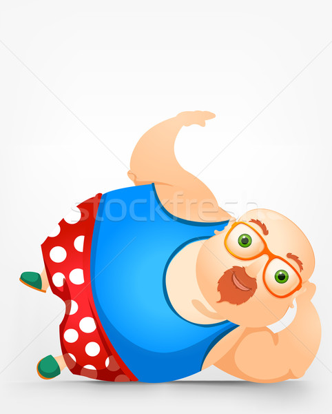 Wesoły pyzaty człowiek zabawy tłuszczu cartoon Zdjęcia stock © RAStudio