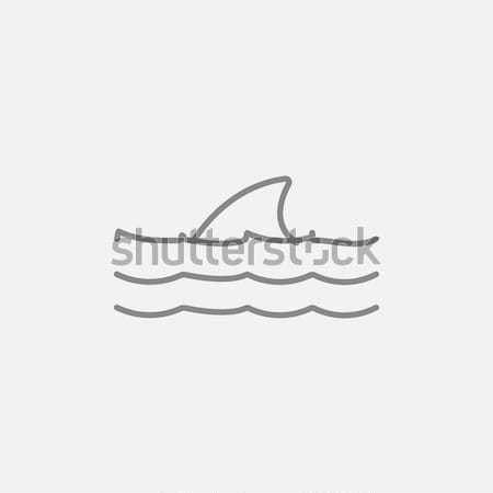 Cápa uszony fölött víz vonal ikon Stock fotó © RAStudio