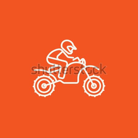 Man paardrijden motorcross fiets lijn icon Stockfoto © RAStudio