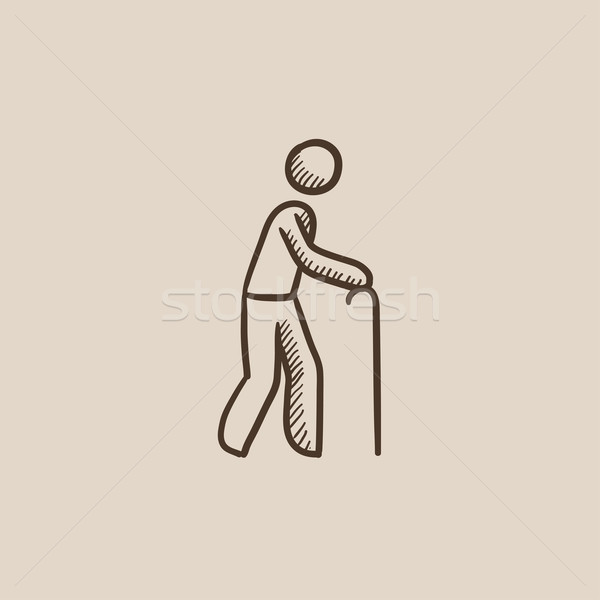 Man with cane sketch icon. Stock photo © RAStudio