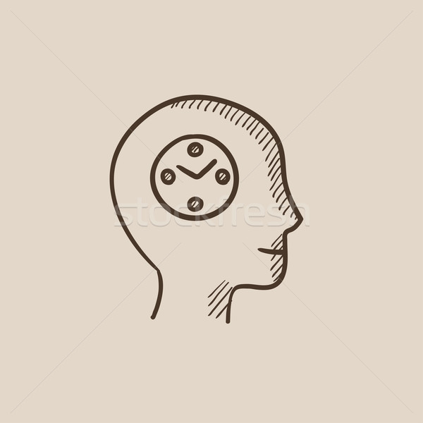 Human head with clock sketch icon. Stock photo © RAStudio