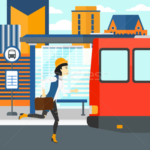 Woman missing bus. Stock photo © RAStudio