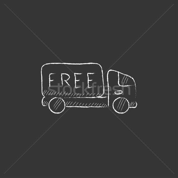бесплатная доставка грузовика мелом икона рисованной Сток-фото © RAStudio