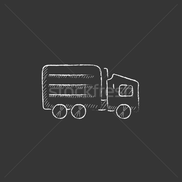 Foto d'archivio: Camion · di · consegna · gesso · icona · vettore