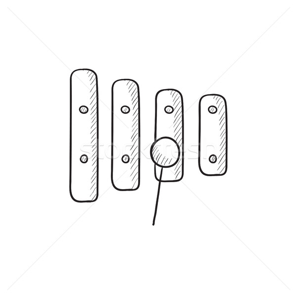 Xylophone with mallet sketch icon. Stock photo © RAStudio