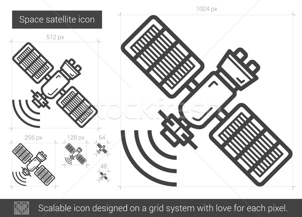 пространстве спутниковой линия икона вектора изолированный Сток-фото © RAStudio