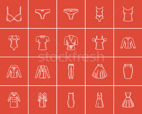 Clothes for women sketch icon set. Stock photo © RAStudio