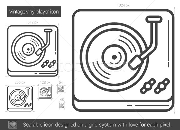 Vintage vinyl speler lijn icon vector Stockfoto © RAStudio