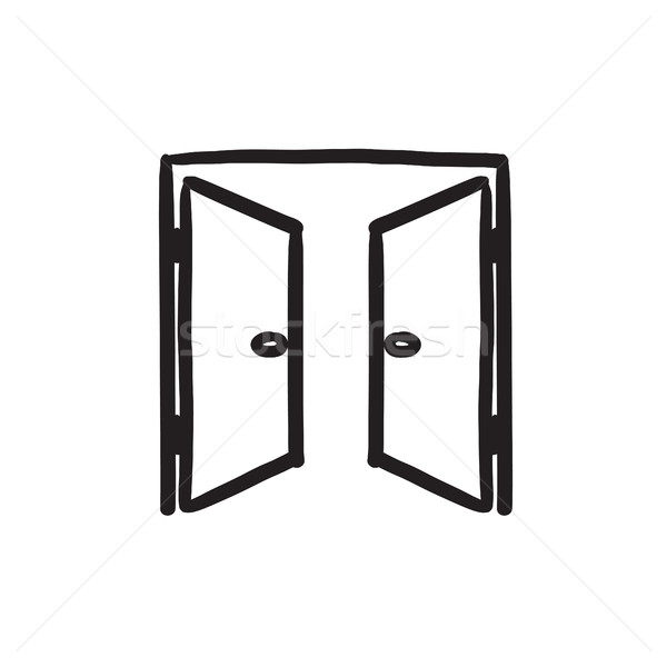 Stock photo: Open doors sketch icon.