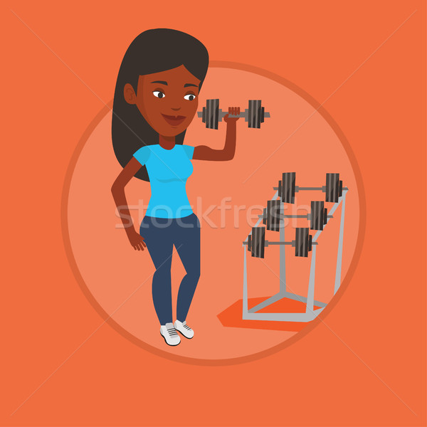 Woman lifting dumbbell vector illustration. Stock photo © RAStudio