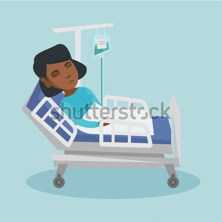 Paciente cama de hospital máscara de oxigênio asiático procedimento médico cair Foto stock © RAStudio