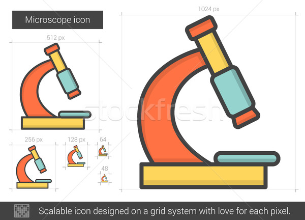 Microscope ligne icône vecteur isolé blanche [[stock_photo]] © RAStudio