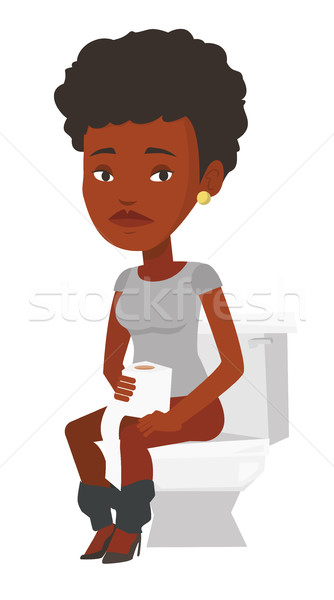 Mujer sufrimiento diarrea estreñimiento sesión WC Foto stock © RAStudio