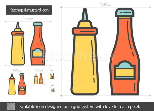 кетчуп горчица линия икона вектора изолированный Сток-фото © RAStudio