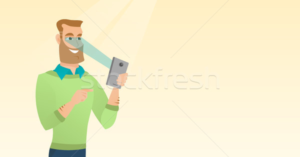 Człowiek tęczówki skaner telefonu komórkowego Zdjęcia stock © RAStudio