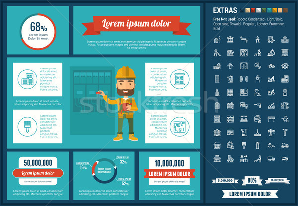 Stock fotó: Terv · infografika · sablon · építkezés · elemek · illusztrációk