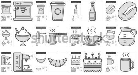 Egészségtelen étel vonal ikon gyűjtemény vektor izolált fehér Stock fotó © RAStudio