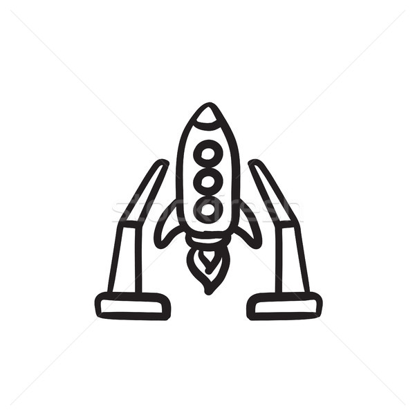 Space shuttle on take-off area sketch icon. Stock photo © RAStudio