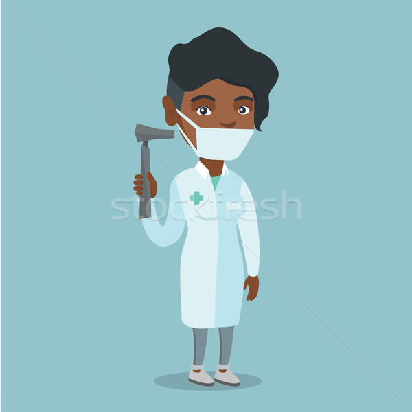 Stock photo: Young african-american ear nose throat doctor.