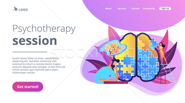 Psychotherapy session landing page vector illustration. Stock photo © RAStudio
