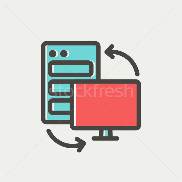 Personal computer set. CPU Central processing unit thin line icon Stock photo © RAStudio
