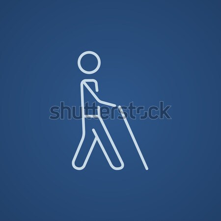 Blind man with stick line icon. Stock photo © RAStudio