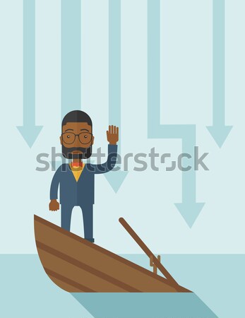 üzletember áll süllyed csónak ijedt kérdez Stock fotó © RAStudio