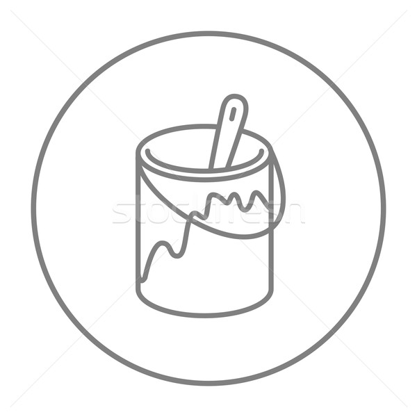 Paint brush in the paint tin line icon. Stock photo © RAStudio