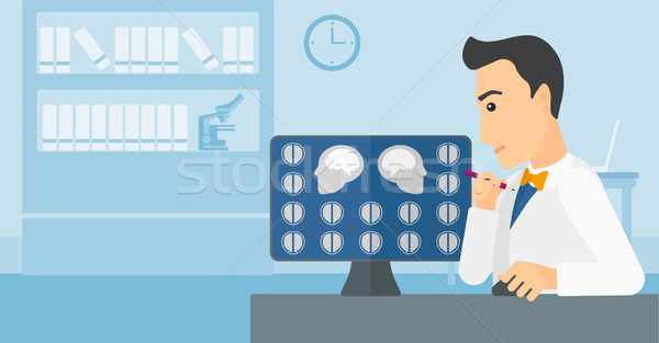 Doktor mri bakıyor taramak bilgisayar ekranı Stok fotoğraf © RAStudio