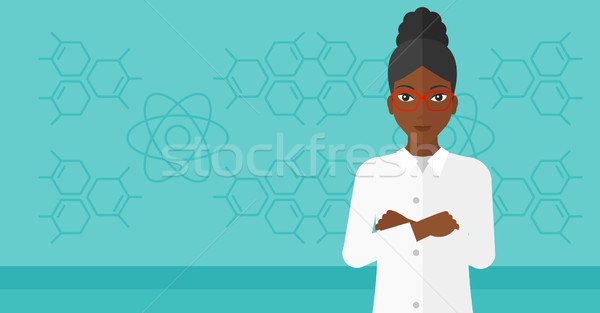 Stock fotó: Női · laboratórium · asszisztens · kék · molekuláris · struktúra