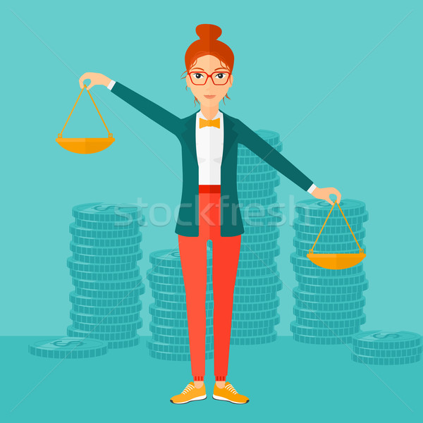 Business woman with scales. Stock photo © RAStudio