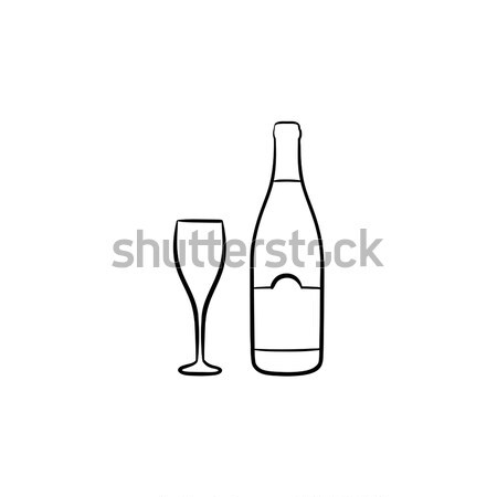 Bottle of champaign and glass sketch icon. Stock photo © RAStudio