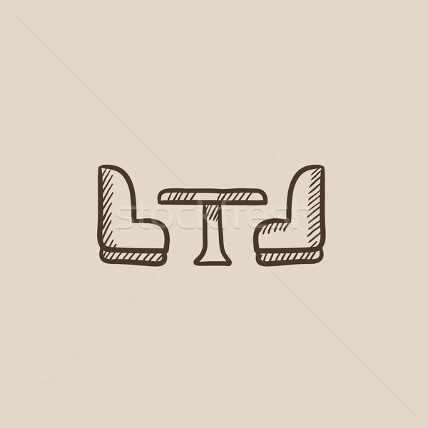 Stock photo: Camping van interior with seating sketch icon.