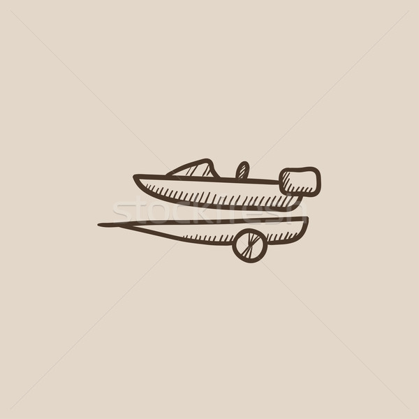 Boat on trailer for transportation sketch icon. Stock photo © RAStudio
