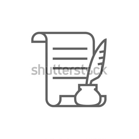 Foto stock: Papel · rolar · pena · caneta · linha · ícone