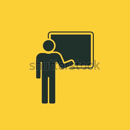 Profesor wskazując tablicy line ikona Zdjęcia stock © RAStudio