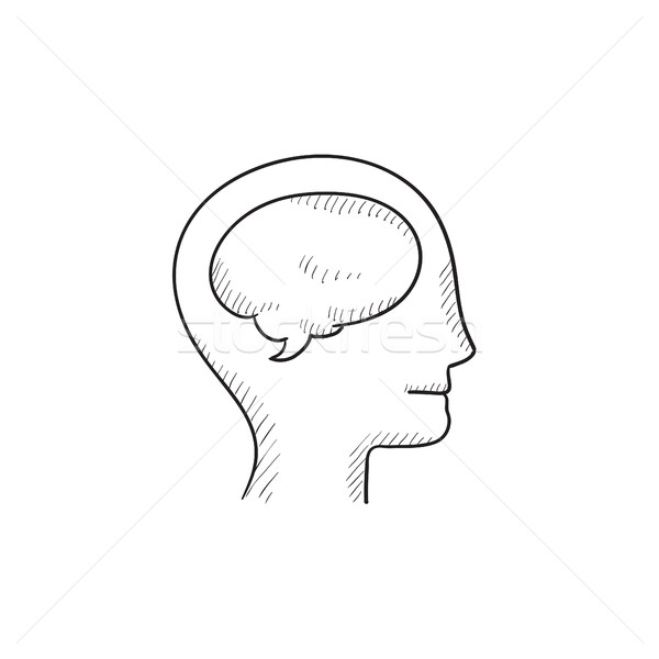 Human head with brain sketch icon. Stock photo © RAStudio