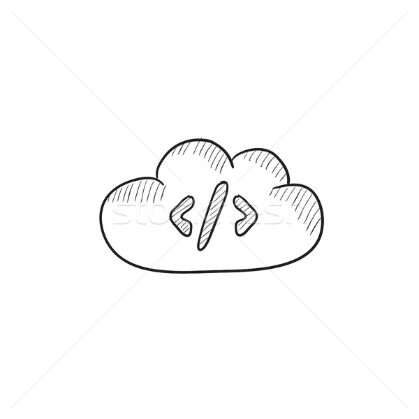 Stock photo: Transferring files cloud apps sketch icon.