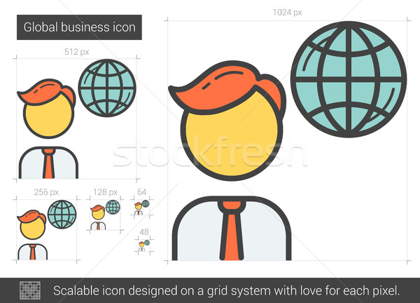 Wereldwijde business lijn icon vector geïsoleerd witte Stockfoto © RAStudio