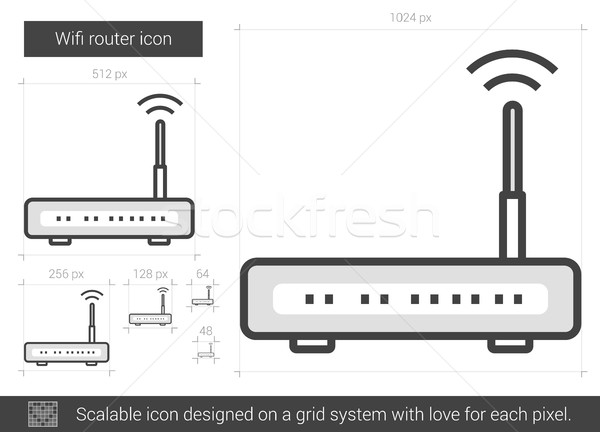 [[stock_photo]]: Wifi · routeur · ligne · icône · vecteur · isolé