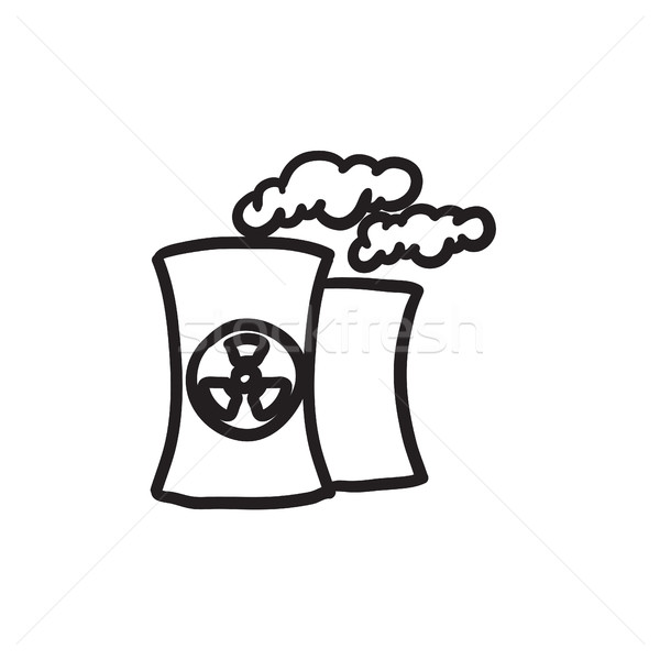 Foto stock: Nuclear · central · eléctrica · boceto · icono · vector · aislado