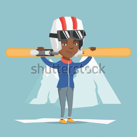лыжник Постоянный поднятыми руками кавказский Сток-фото © RAStudio