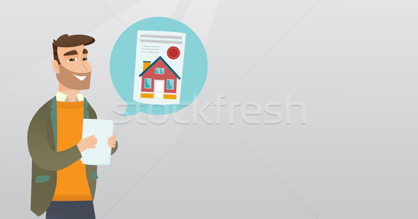 Mann Lesung Immobilien Anzeige jungen Stock foto © RAStudio