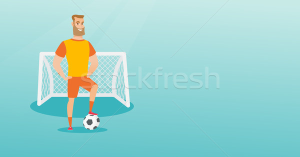 Fiatal kaukázusi futballista labda sportoló áll Stock fotó © RAStudio