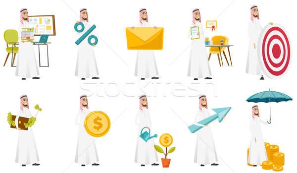 Stockfoto: Moslim · zakenman · vector · illustraties · ingesteld · jonge