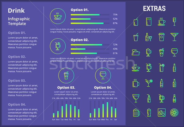 Foto stock: Beber · infografía · plantilla · elementos · iconos · personalizable