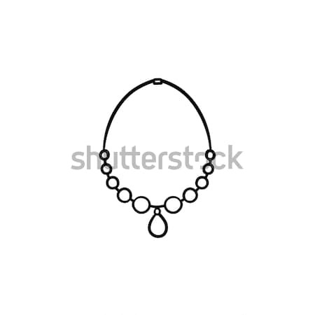 Stock photo: Necklace with gem hand drawn sketch icon.