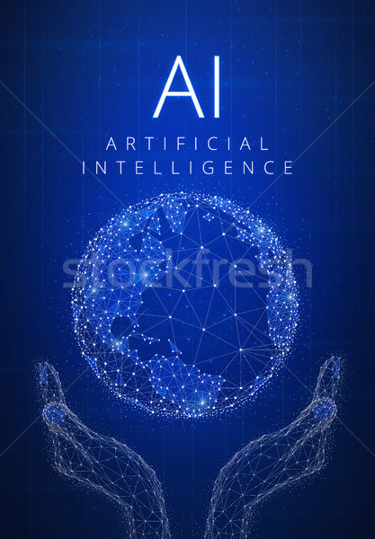 Stock photo: Blockchain technology artificial intelligence and cyber space co